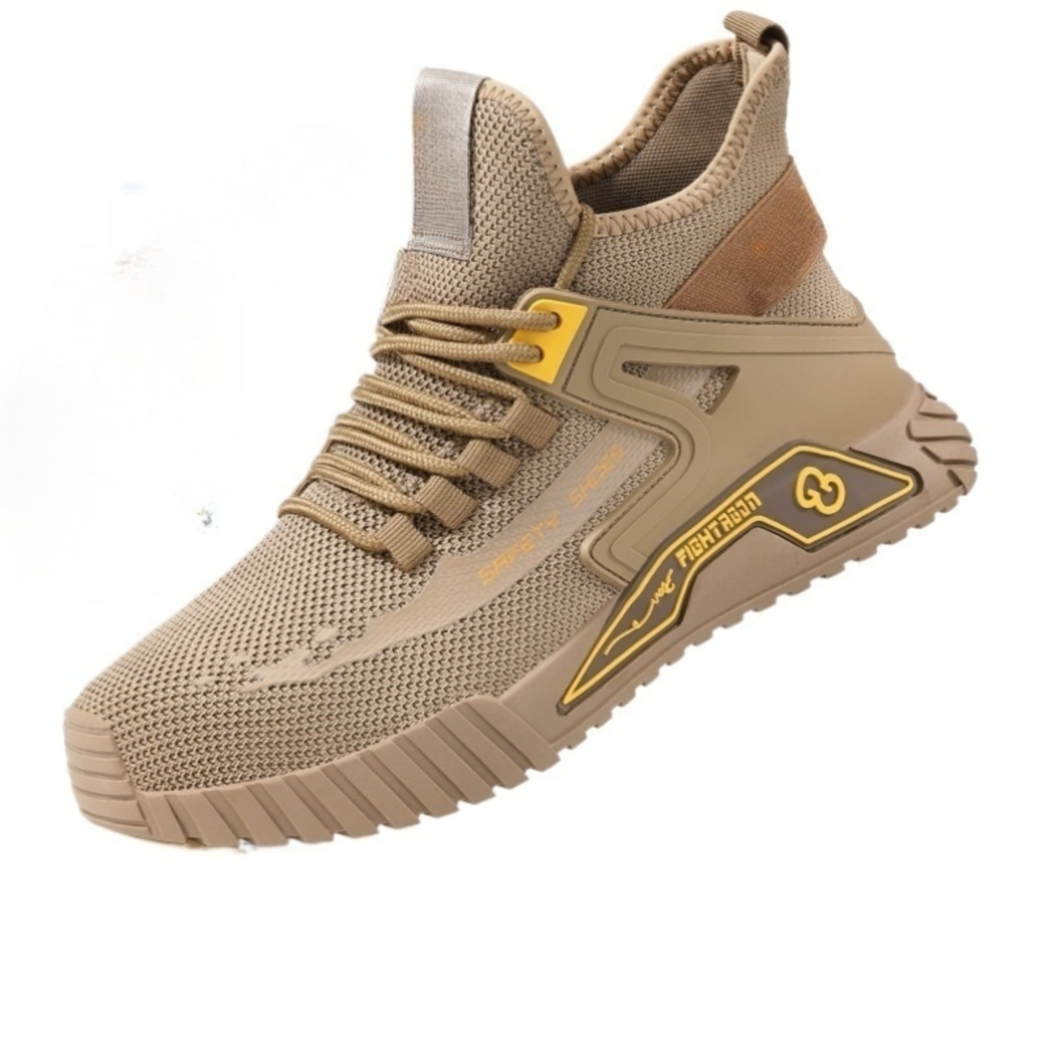 SafeStep PRO steel toe safety sneaker in Dune Khaki beige color with breathable mesh design