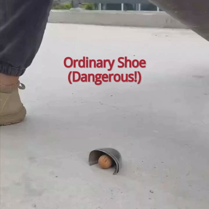 Video demonstration of SafeStep PRO steel toe impact resistance. Heavy-duty anti-smash test showing toe cap durability under extreme pressure.