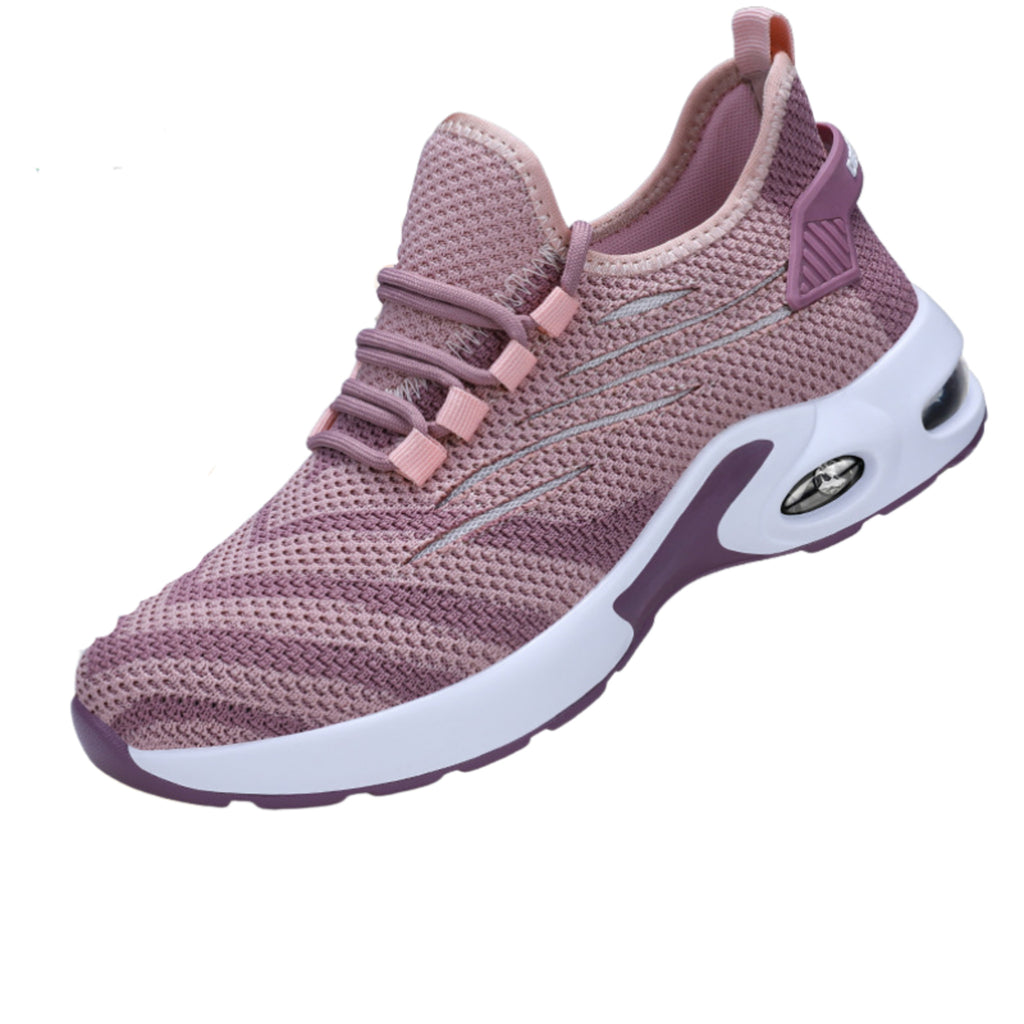 Main product view of SafeStep CLOUD™ in Purple (Lavender Mist) featuring a 3D fly-knit breathable upper and visible shock-absorbing air cushion sole.